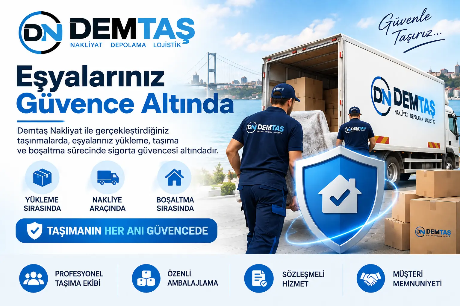 Demtaş Nakliyat sigortalı evden eve taşımacılık yükleme taşıma ve boşaltma hizmeti